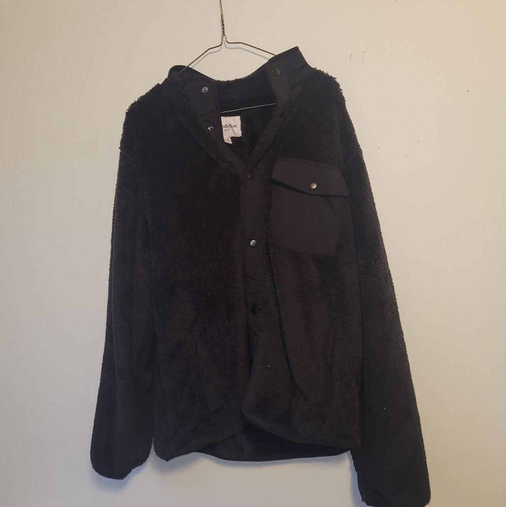 Black Fleece Jacket with Pocket